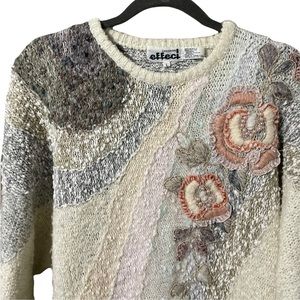 Vintage Amazing Floral Batwing Embroidery Unique Crewneck Sweater Large ❤️❤️